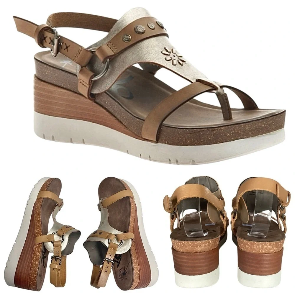 OTBT Maverick Wedge Platform Leather Sandals Stud Details Sz 9.5 From Sundance - Picture 3 of 16